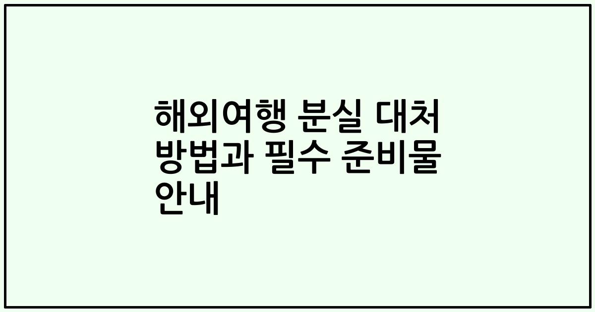해외여행 분실 대처 방법과 필수 준비물 안내