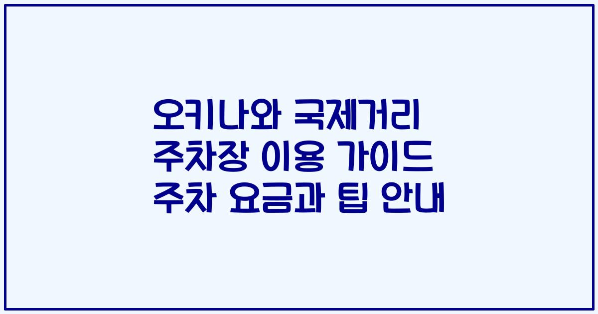오키나와 국제거리 주차장 이용 가이드 주차 요금과 팁 안내