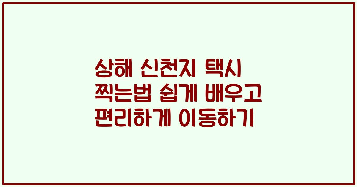 상해 신천지 택시 찍는법 쉽게 배우고 편리하게 이동하기